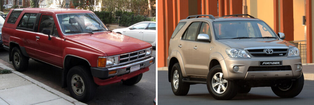 The original 1984 Toyota Hilux Surf and first generation Toyota Fortuner
